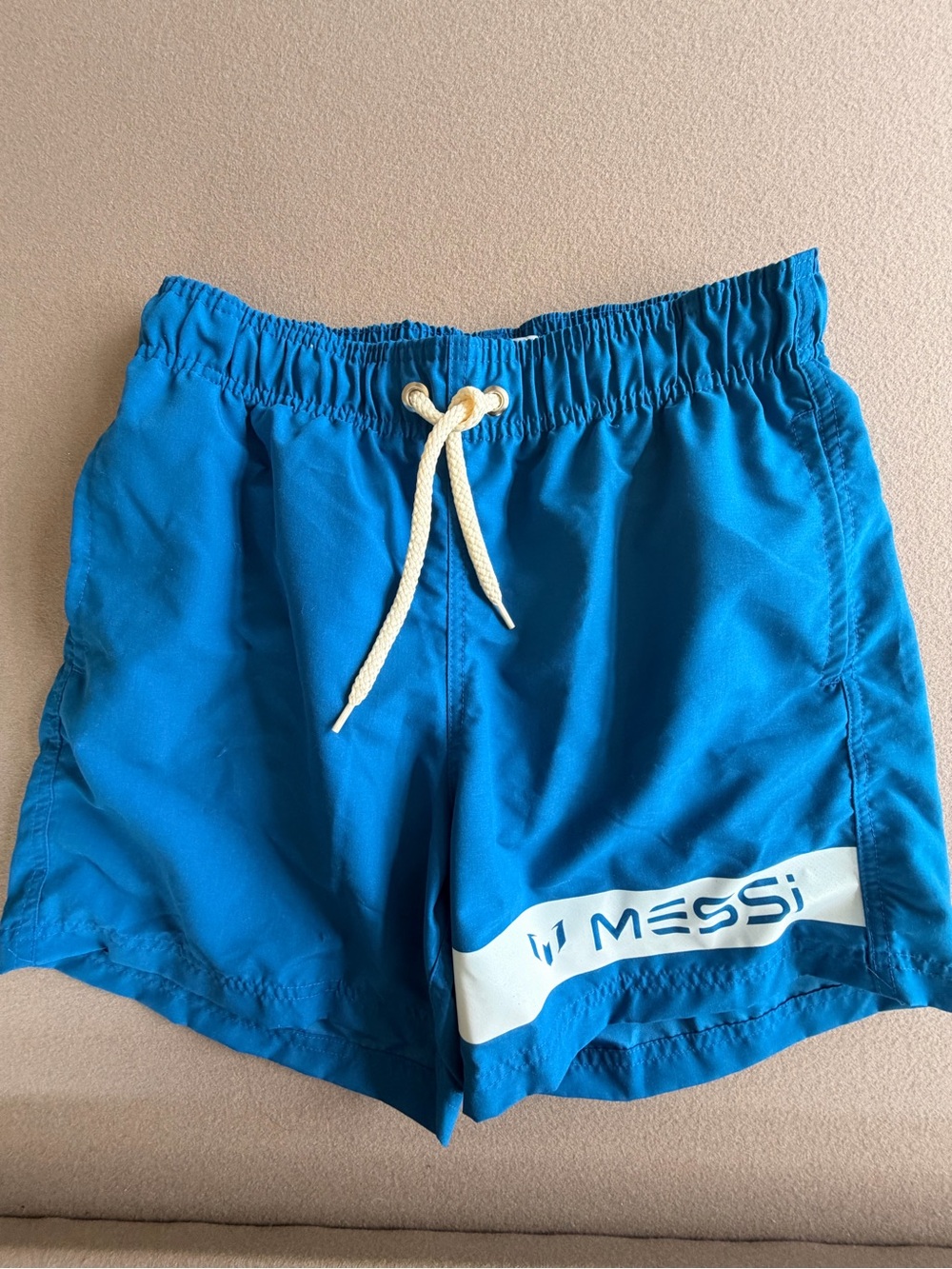 Messi Blue Swim Shorts with Drawstring, lined. Size Small